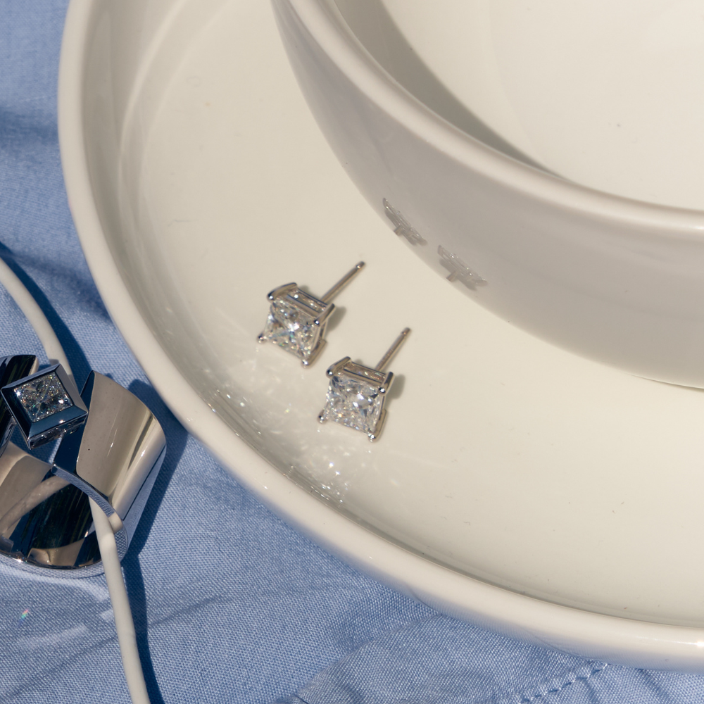 Princess Cut Diamond Studs